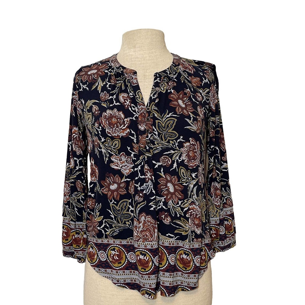 LUCKY BRAND Women’s S Pull On Top Viscose Black Floral